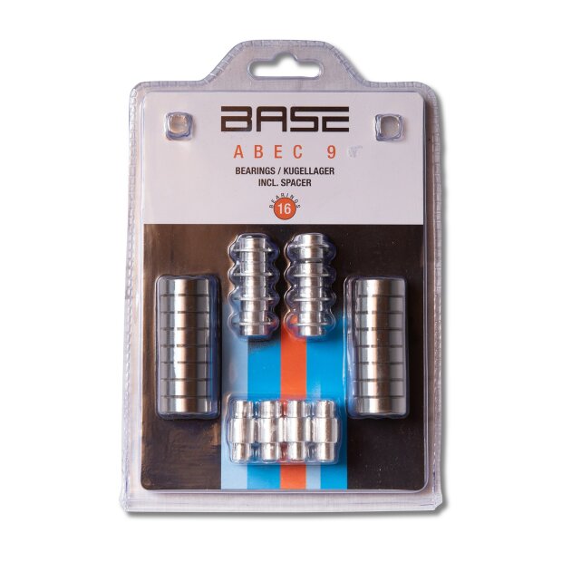 BASE Kugellager ABEC 9 - 16 Stück inkl. Spacer [Packung]